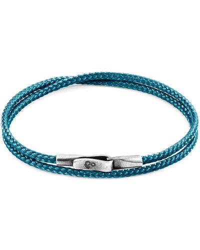 Anchor and Crew Ocean Liverpool Silver & Rope Bracelet - Blue