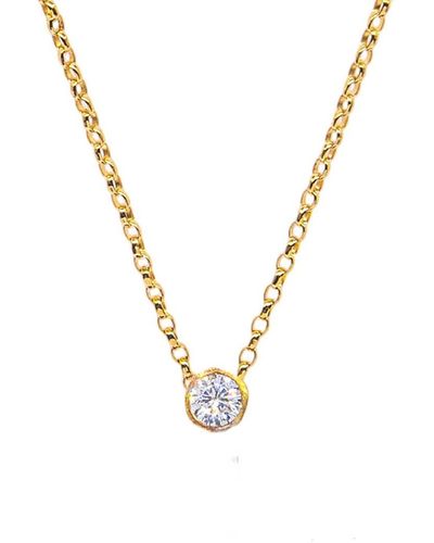 Lily Flo Jewellery Disco Dot Diamond Solitaire Necklace - Metallic