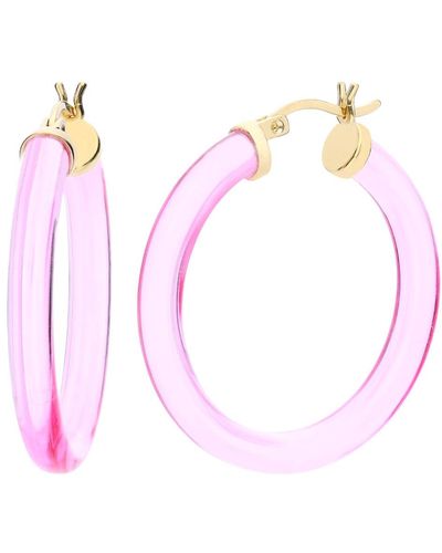 Gold & Honey Thin Kate Hoops - Pink