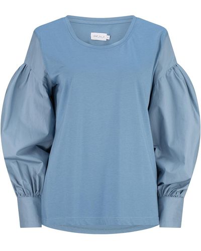dref by d Sherry Balloon Sleeve Top - Blue