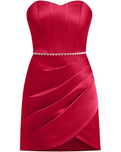 Tia Dorraine A Touch Of Glamour Crystal Belt Mini Dress - Red