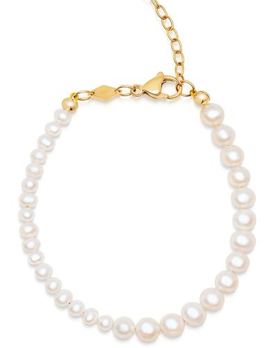 Nialaya Beaded Dyad Pearl Bracelet - Metallic
