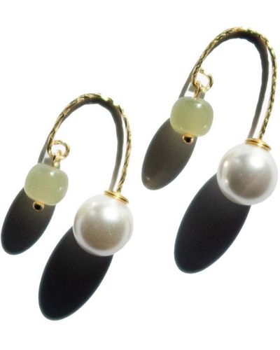 seree Ana Pearl Jade Thread Earrings - White