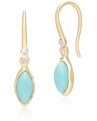 Gemondo Marquise Turquoise & Topaz Drop Earrings In Gold Plated Sterling Silver - Blue