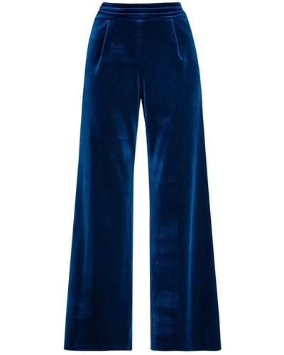 Rumour London Avery Velvet Wide-leg Trousers In Royal - Blue