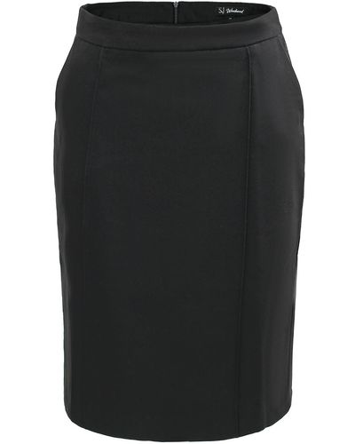 Smart and Joy Straight Skirt With Stitched Folds - Black