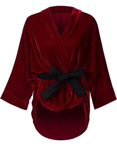 LA FEMME MIMI Velvet Kimono - Red