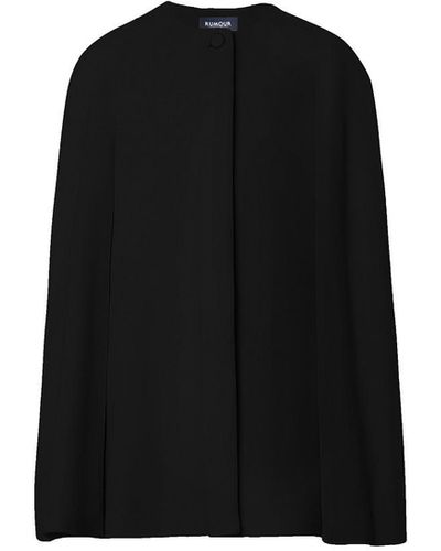 Rumour London Cora Wool & Cashmere-blend Cape Coat In - Black