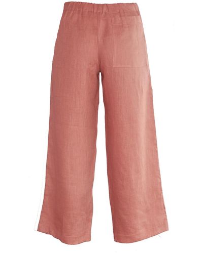 Larsen and Co Pure Linen Majorca Trousers In Lobster - Red