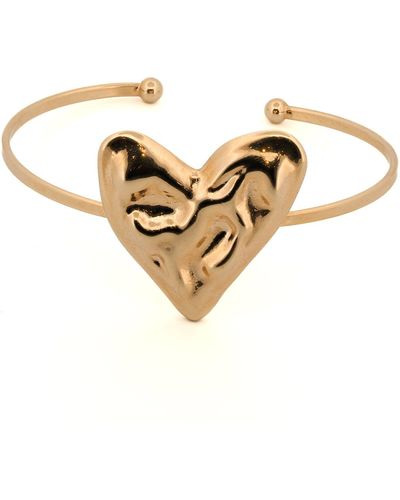 Ebru Jewelry Big Love Heart Cuff Bracelet - Metallic