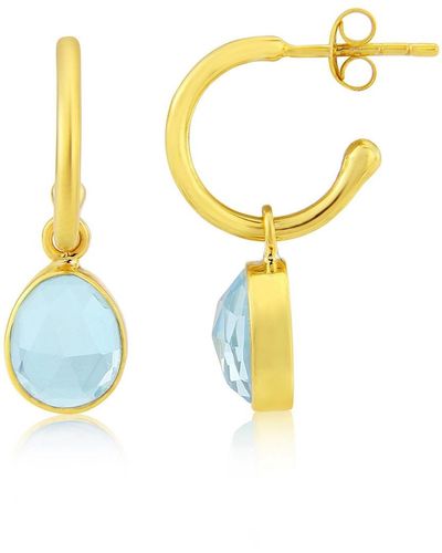Auree Manhattan Gold & Blue Topaz Interchangeable Gemstone Earrings - Metallic