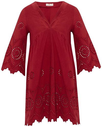 Peraluna Hiromi Pure Cotton Mini Dress In Magenta - Red