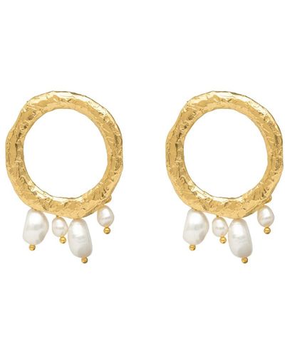 Lavani Jewels Adara Gold Pearl Drop Earrings - Multicolor