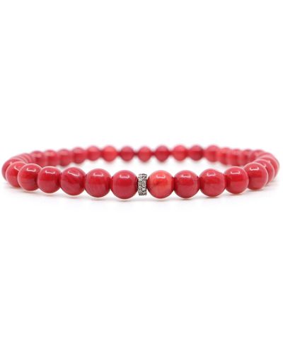 Shar Oke Diamonds & Red Coral Beaded Bracelet