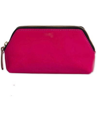 VIDA VIDA Leather Make Up Bag-bright Pink - Red