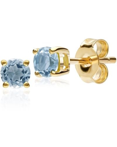 Gemondo Aquamarine Stud Earrings In Gold - Blue