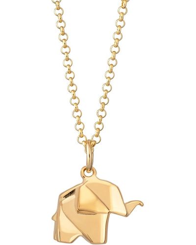 Lily Charmed Plated Origami Elephant Necklace - Metallic
