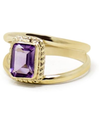 Vintouch Italy Luccichio Gold Vermeil Amethyst Stacking Ring - Multicolour