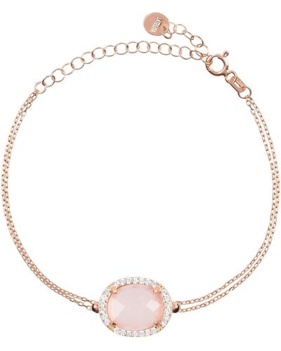 LÁTELITA London Beatrice Oval Gemstone Bracelet Rose Gold Rose Quartz - Metallic