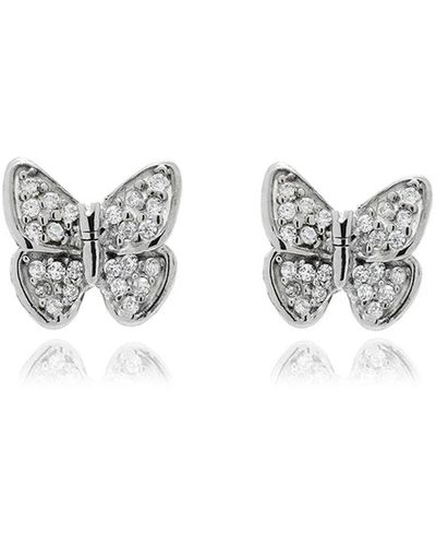 Georgina Jewelry Silver Mini Butterfly Diamond Earrings - White