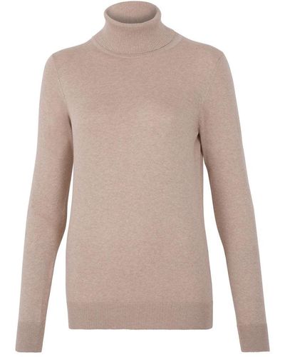 Paul James Knitwear Neutrals Terri Ultra-fine Cotton Roll Neck Long Sleeve Jumper - Natural