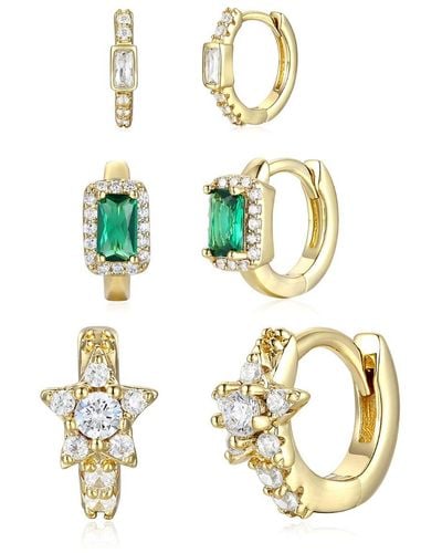 Genevive Jewelry Louise Dainty Three-piece Hoop Earrings Set - Metallic
