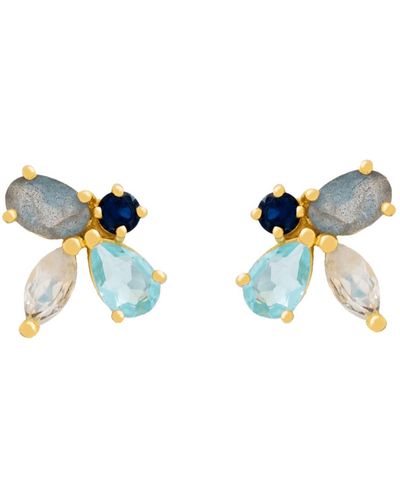 Lavani Jewels Goldplated & Aquamarine Cinema Earrings - Multicolor