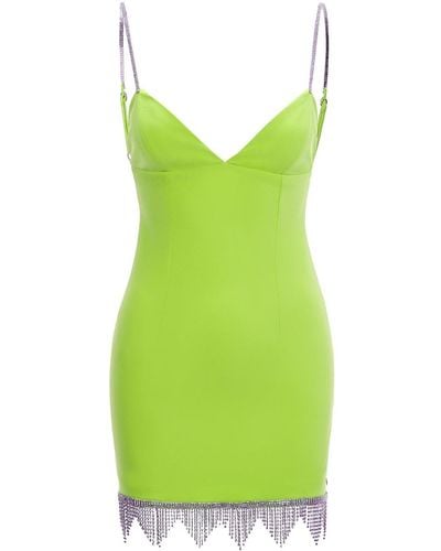 Nissa Embellished Trim Mini Dress - Green