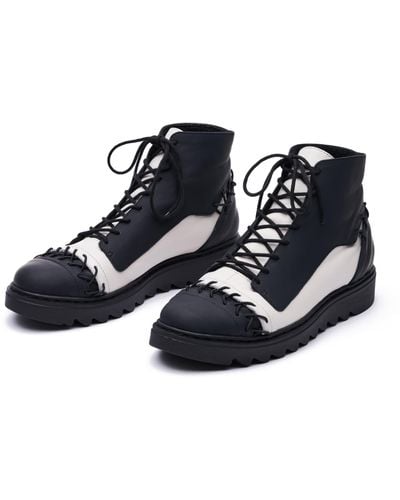 Mas Laus Black & White High Top Sneakers - Blue
