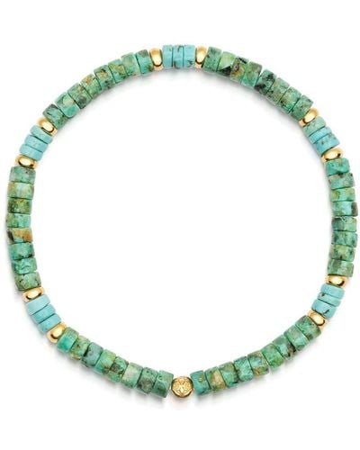 Nialaya Wristband With Turquoise And African Turquoise Heishi Beads - Green