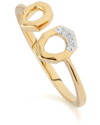 Gemondo Diamond Asymmetric Open Ring In 9ct Yellow - Metallic