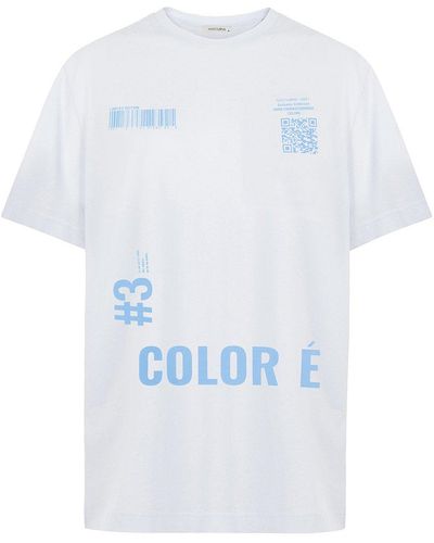 Nocturne Blue Printed Oversized T-shirt - White