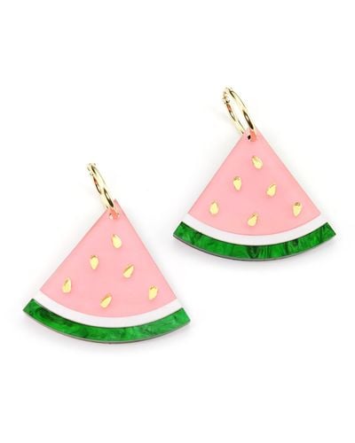By Chavelli Watermelon Wedge Earrings - Green