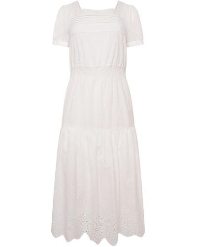 LAtelier London Stella Cotton Broderie Midi Dress - White
