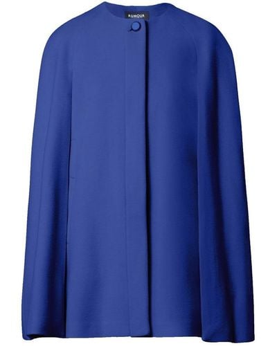 Rumour London Cora Wool & Cashmere-blend Cape Coat In Royal - Blue