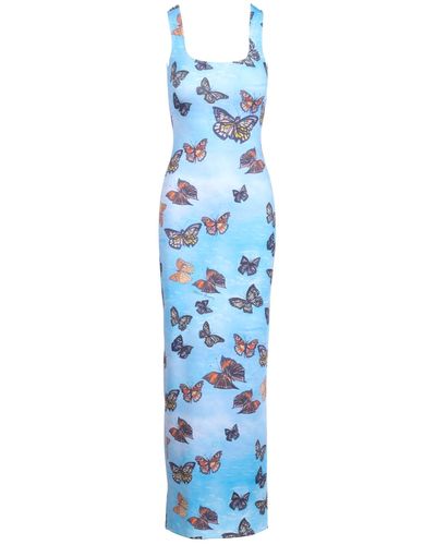 Ala von Auersperg Caterina Long Stretch Knit Dress In Papillon - Blue