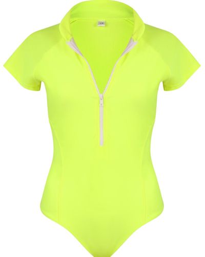 Always On Holiday Emily Neon Yellow One Piece - Green