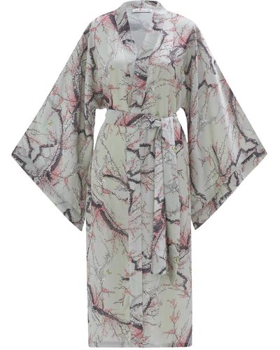 Peraluna Blossom Satin Kimono Stone Color - Gray