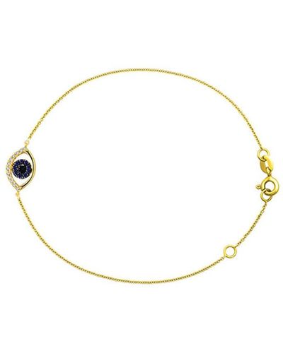 Genevieve Collection 18k Yellow Evil Eye Sapphire & Diamond Bracelet - Metallic