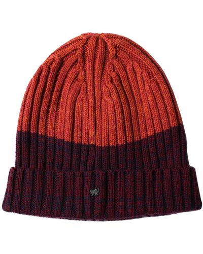 lords of harlech Benny Beanie In Burgundy & Rust - Red