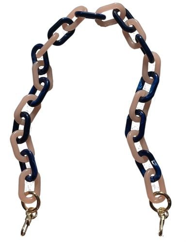 CLOSET REHAB Chain Link Short Acrylic Purse Strap In Pink & Navy - Black