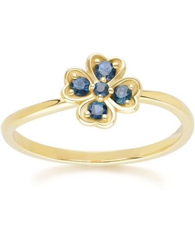 Gemondo Gardenia Round Sapphire Clover Ring In Yellow Gold - Metallic
