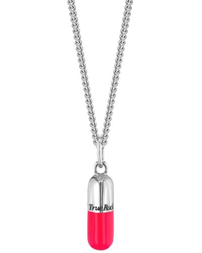 True Rocks Sterling Silver & Neon Pink Mini Pill Pendant - Red