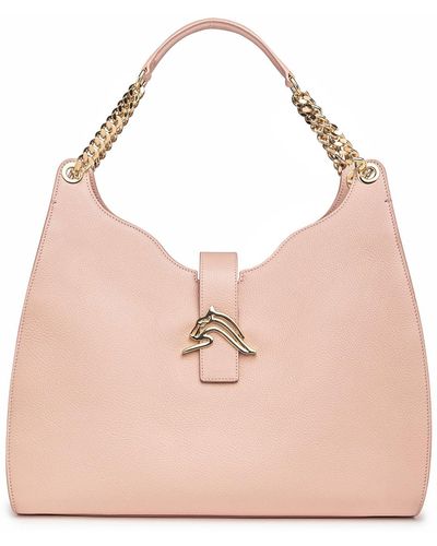 Thale Blanc Empire Cheetah Hobo Bag: Designer Shoulder Bag In Nude-pink Leather