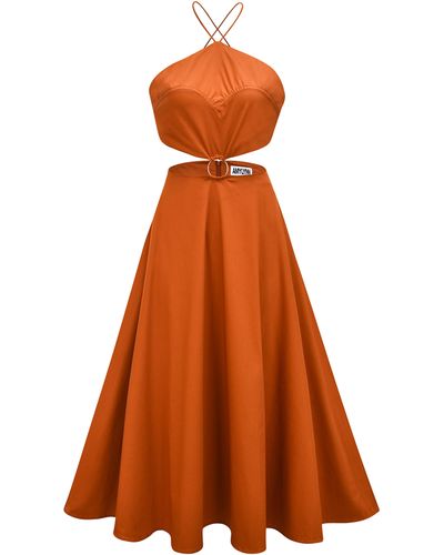 Amy Lynn Ava Tan Orange Halter Neck Dress