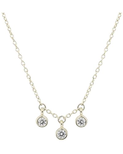 Lily Flo Jewellery Stardrops Three Diamond Dangle Necklace - Metallic