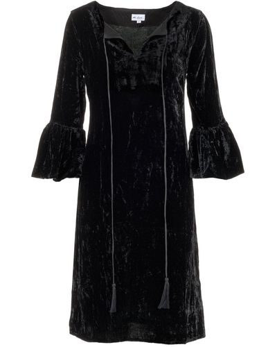 At Last Silk Velvet Belle Tassel Dress In - Black