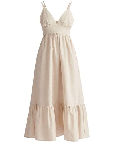 Paisie Linen Blend Midaxi Dress - Natural