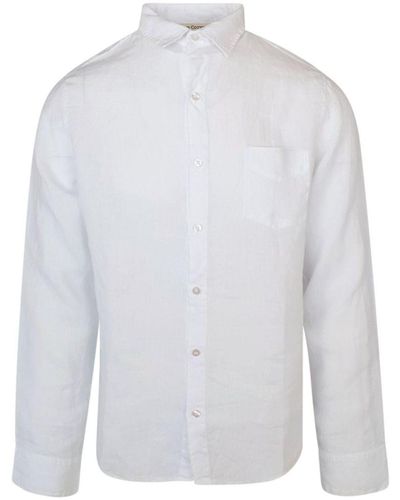 Haris Cotton Long Sleeved Front Pocket Linen Shirt - White