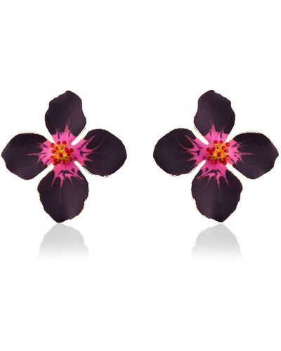 Milou Jewelry Purple Clover Flower Earrings